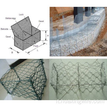 Cesto di gabion esagonale pesante di zinco